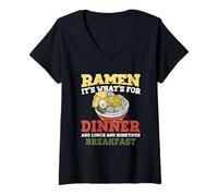 Donna Ramen Lover It's What for Dinner Pranzo Colazione Noodle Maglietta con Collo a V