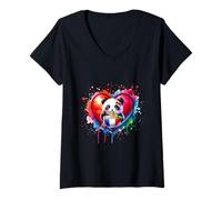 Donna Ramen Panda Bear France Love Noodle Bowl French Food Maglietta con Collo a V