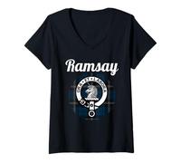 Donna Ramsay Clan Scozzese Nome Stemma Scozzese Scozzese Maglietta con Collo a V