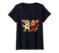 Donna Rana Coquí di Porto Rico Castoro canadese Bandiera Canada Maglietta con Collo a V