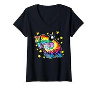 Donna Rana segno di pace Tie Dye Hippie Retro 60s 70s amante della Maglietta con Collo a V