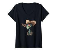 Donna Ranching the Stars con questo divertente costume da cowboy alieno Maglietta con Collo a V