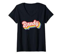 Donna Randy Pride Month LGBTQ - Bandiera arcobaleno personalizzabile Maglietta con Collo a V