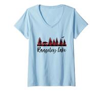 Donna Rangeley Lake Maine Forest Woods Bear Camping Wilderness Maglietta con Collo a V