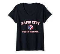 Donna Rapid City Dakota del Sud (SD) Maglietta con Collo a V