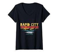 Donna Rapid City South Dakota Vintage Pride Maglietta con Collo a V
