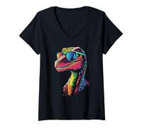 Donna Raptor Velociraptor Dinosauro Amo i Dinosauri Raptor Maglietta con Collo a V