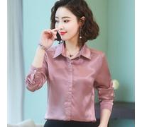 Donna Raso Camicia Camicetta Top Manica Lunga Business Formale Lucido Elegante