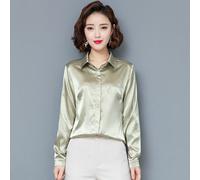 Donna Raso Camicia Camicetta Top Manica Lunga Business Formale Lucido Elegante