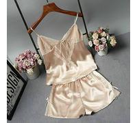 Donna Raso Pizzo Giuntura Set Pigiama Canotta Pantaloncini Lingerie