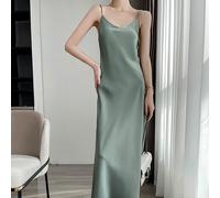 Donna Raso Spaghetti Cinturino Abito Lungo Fodera Pigiama Elegante Banquet Chic