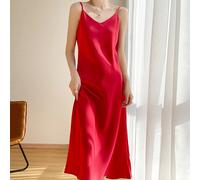 Donna Raso Spaghetti Cinturino Abito Lungo Fodera Pigiama Elegante Banquet Chic