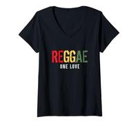 Donna Rasta Reggae Music Giamaica Rastafari Roots Giamaicano Maglietta con Collo a V