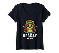Donna Rasta Reggae Music Giamaica Rastafari Roots Giamaicano Maglietta con Collo a V