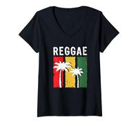 Donna Rasta Reggae Music Giamaica Rastafari Roots Giamaicano Maglietta con Collo a V