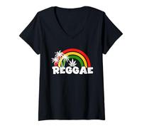 Donna Rasta Reggae Music Giamaica Rastafari Roots Giamaicano Maglietta con Collo a V