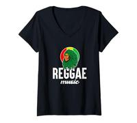 Donna Rasta Reggae Music Giamaica Rastafari Roots Giamaicano Maglietta con Collo a V