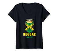Donna Rasta Reggae Music Giamaica Rastafari Roots Giamaicano Maglietta con Collo a V