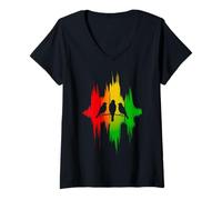 Donna Rasta Reggae Music Vibes Buon Rastafari Pride Jamaika Jah Maglietta con Collo a V