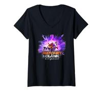 Donna Ratchet And Clank Rift Apart Portal Jump Video Game Maglietta con Collo a V