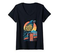 Donna Raven I Like Ravens Crow Dark Academia da donna Maglietta con Collo a V