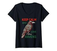 Donna Raven Love Creepy Night Dark Academia Maglietta con Collo a V