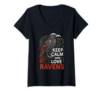 Donna Raven Love Creepy Night Dark Academia Maglietta con Collo a V