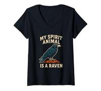 Donna Raven My Spirit Animal Crow Dark Academia, donna Maglietta con Collo a V