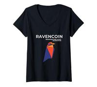 Donna Ravencoin RVN Asset decentralizzato Blockchain Maglietta con Collo a V