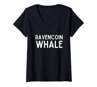 Donna Ravencoin Whale - Profitable Crypto Mining Proof of Work RVN Maglietta con Collo a V