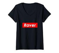Donna Raver Best Hardcore EDM Festival Music Club Outfit Ravers Maglietta con Collo a V