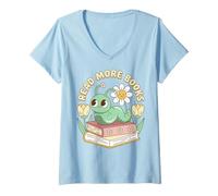 Donna Read More Books Bookworm Reader Quote Maglietta con Collo a V