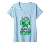 Donna Read This Force Society Gamer Humor Statement Maglietta con Collo a V