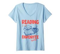 Donna Reading Is My Favorite Sport Book Lover Bookish Reader Maglietta con Collo a V