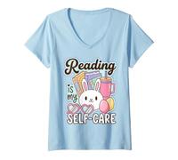 Donna Reading Is My Self Care Book Lover Quote Maglietta con Collo a V