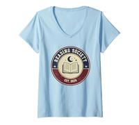 Donna Reading Society EST 2024 Club del Libro Vintage Maglietta con Collo a V