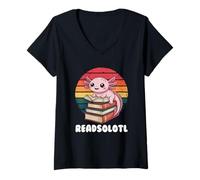 Donna Readsolotl, I Read Alotl Axolotl Maglietta con Collo a V