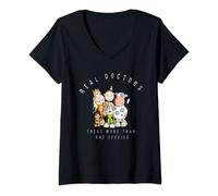 Donna Real Doctors Treat More Than One Species Veterinario Fun Maglietta con Collo a V