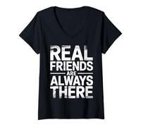 Donna Real Friends Are Always There LEALTÀ di connessione - Maglietta con Collo a V