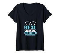 Donna Real Orgoglioso Fratello Miglior Fratello Maglietta con Collo a V