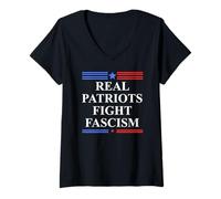 Donna Real Patriots Fight Fascism Resist No Kings Defend Democracy Maglietta con Collo a V