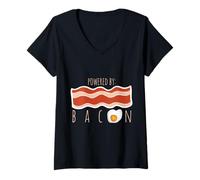 Donna Realizzato da Bacon Funny Bacon e Egg Foodie Bacon Lover Maglietta con Collo a V