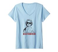 Donna Realizzato da Beethoven Funny Classical Music Composer Maglietta con Collo a V