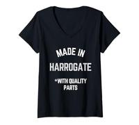 Donna Realizzato in Harrogate Divertente Slogan Nato a Harrogate Maglietta con Collo a V