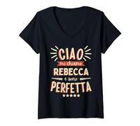 Donna Rebecca Idea Regalo Personalizzata Amica Nome Divertente Maglietta con Collo a V