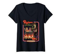 Donna Recipes Witch Halloween Sarcastic Retro Funny Adult Humor Maglietta con Collo a V