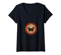 Donna Red Admiral Butterfly Mandala Simmetria con la natura ispirata Maglietta con Collo a V