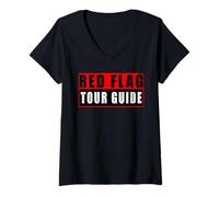 Donna Red Flag Tour Guide Maglietta con Collo a V