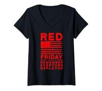 Donna Red Friday Sostieni Le nostre truppe Ricorda tutti schierati Maglietta con Collo a V