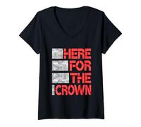 Donna Red Here for The Crown Red Graphic Maglietta con Collo a V